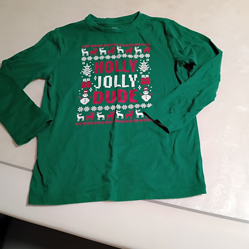 Shirt Holiday Time Green 'Holly Jolly Dude' Long Sleeve Tee Size M 8